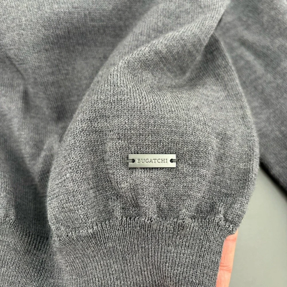 Bugatchi 100% Super Merino Wool Long Sleeve Polo Sweater Men Size 2XL Anthracite